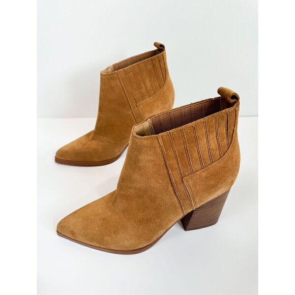 Marc Fisher Orlanda Southwestern Brown Suede Western Boho Ankle Bootie Size 9 - Picture 3 of 5